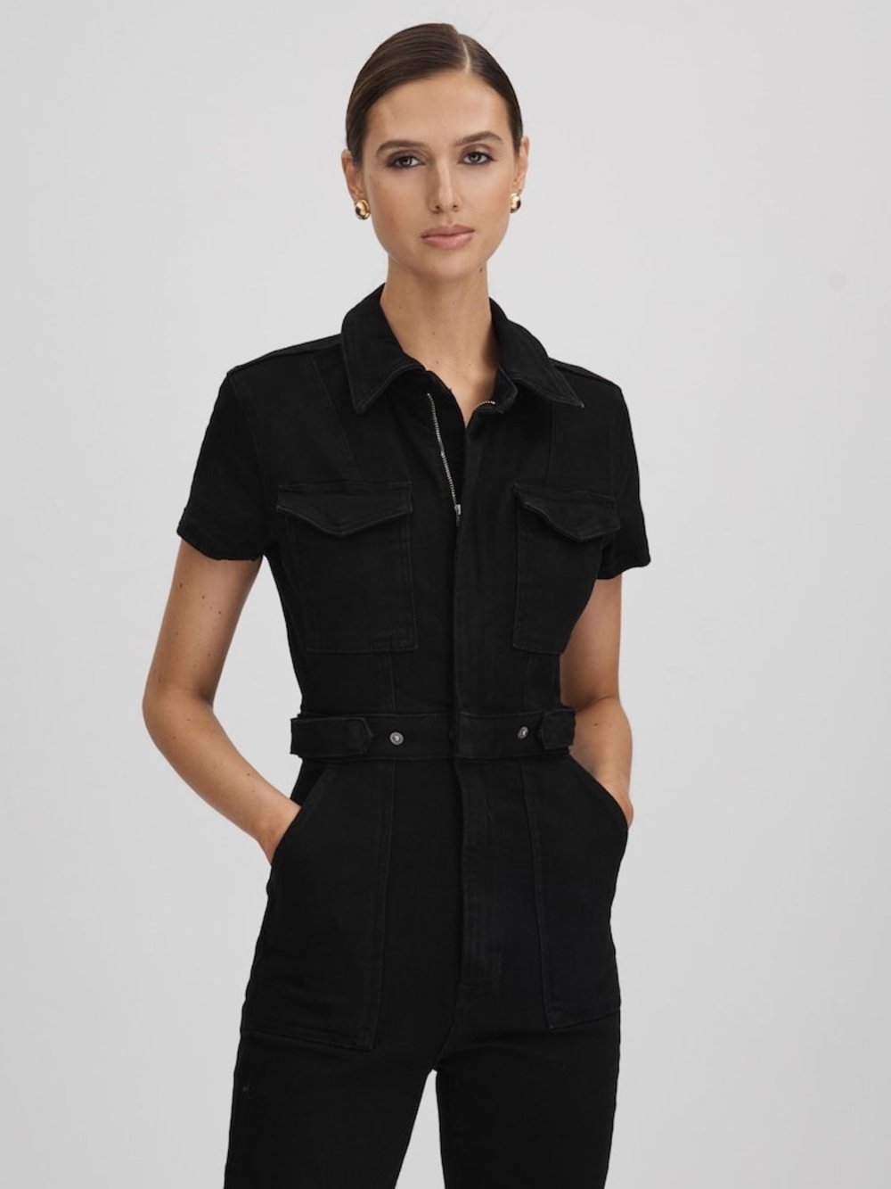 NWT Good American Fit for Success Jumpsuit Black Denim Size Large - Picture 3 of 11